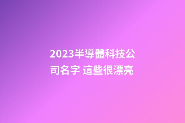 2023半導體科技公司名字 這些很漂亮-第1張-公司起名-玄機派